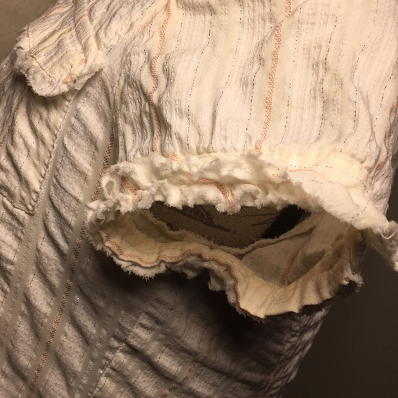 Zara white pinstripe button up v-neck dress medium - Picture 7 of 8